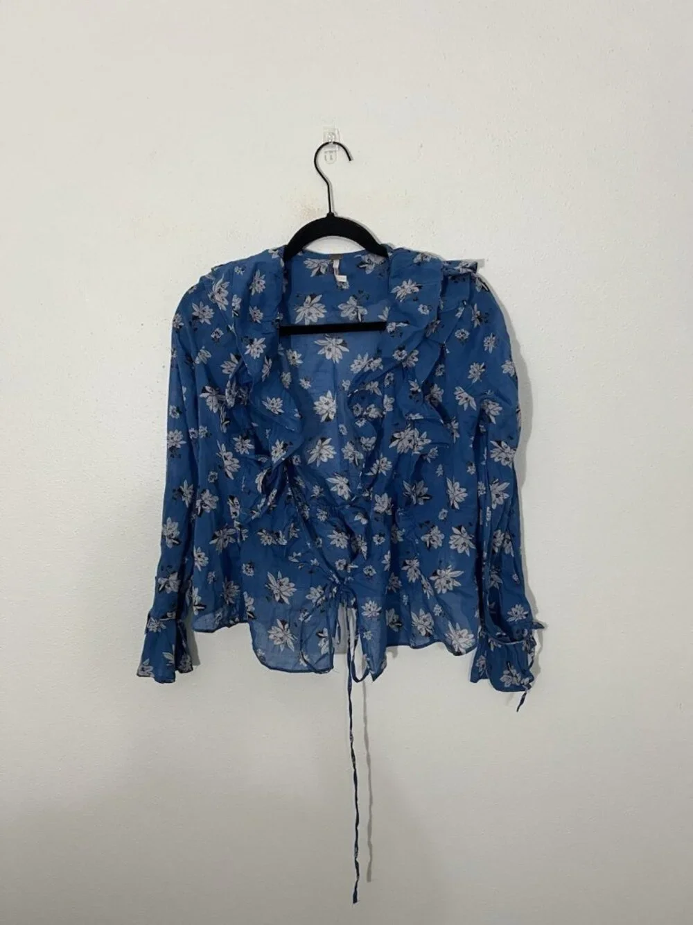 Free People Amanda Ruffle Top In Cool Combo Size XS